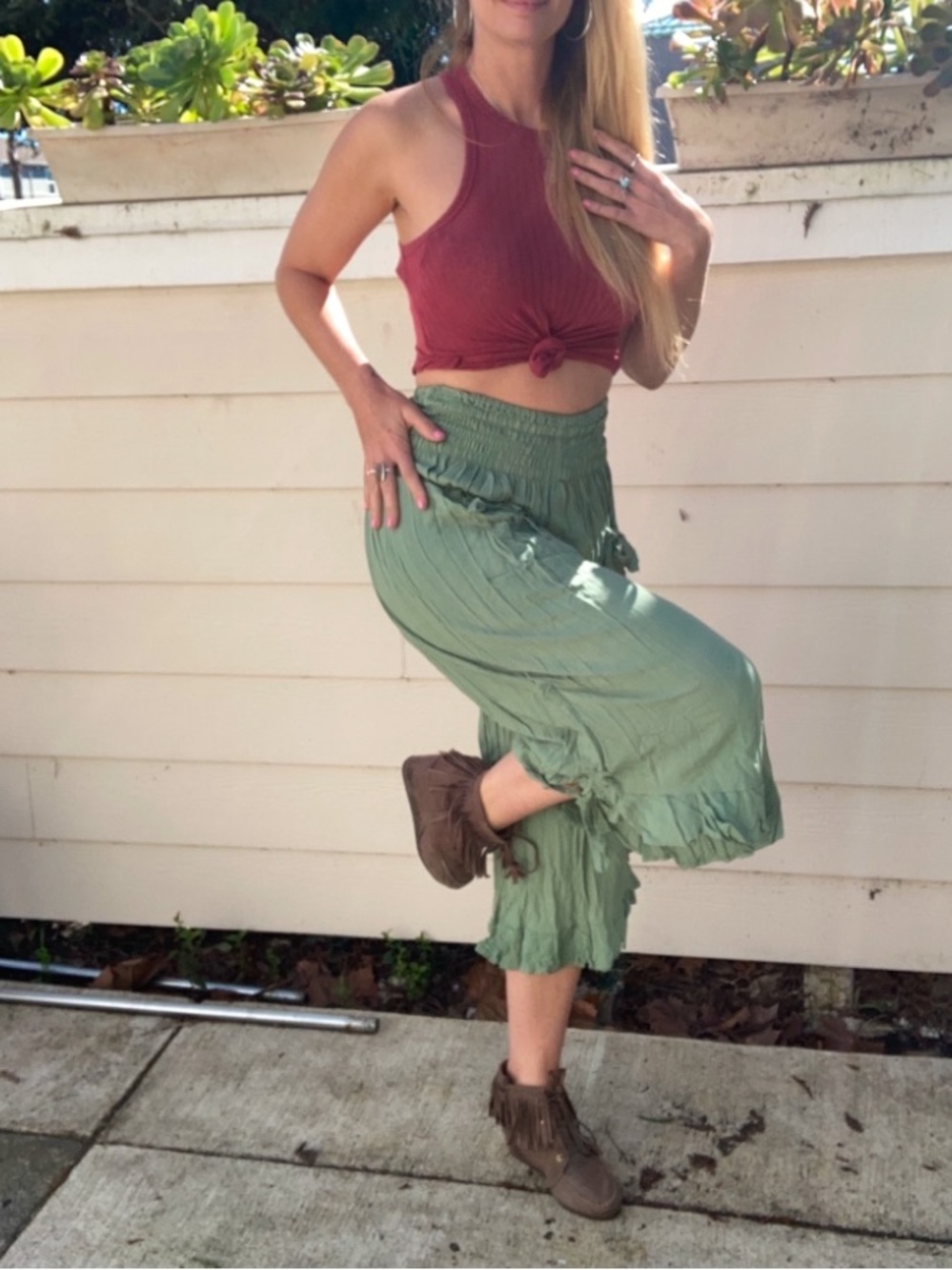 Women's Smocked side cinch pants